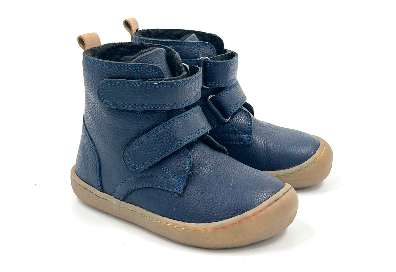 Barefoot Leather Winter Boots for Kids "Robin 2" (navy)