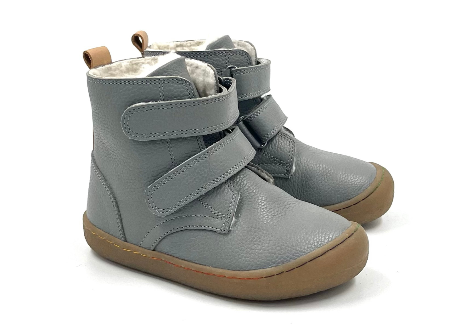 Barefoot Leather Winter Boots for Kids "Robin 2" (grey)