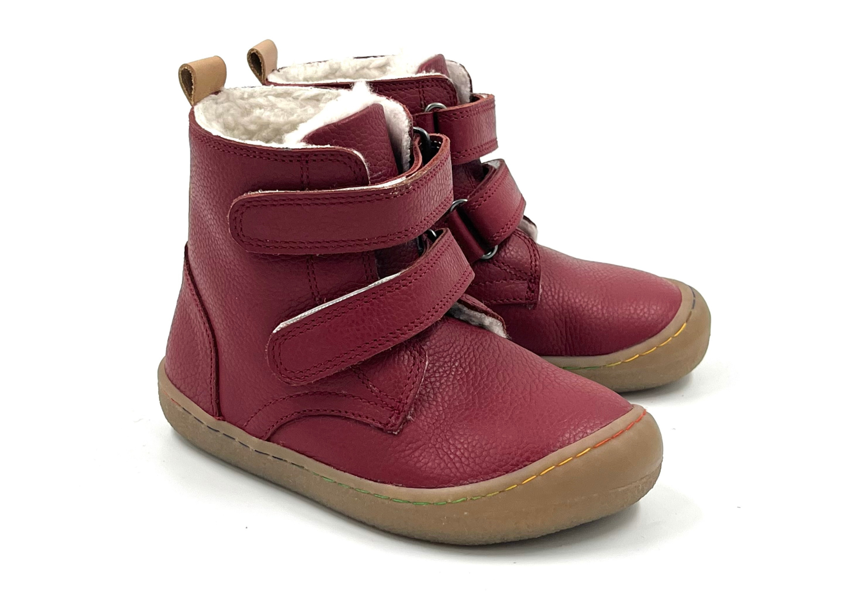Barefoot Leather Winter Boots for Kids "Robin 2" (red)