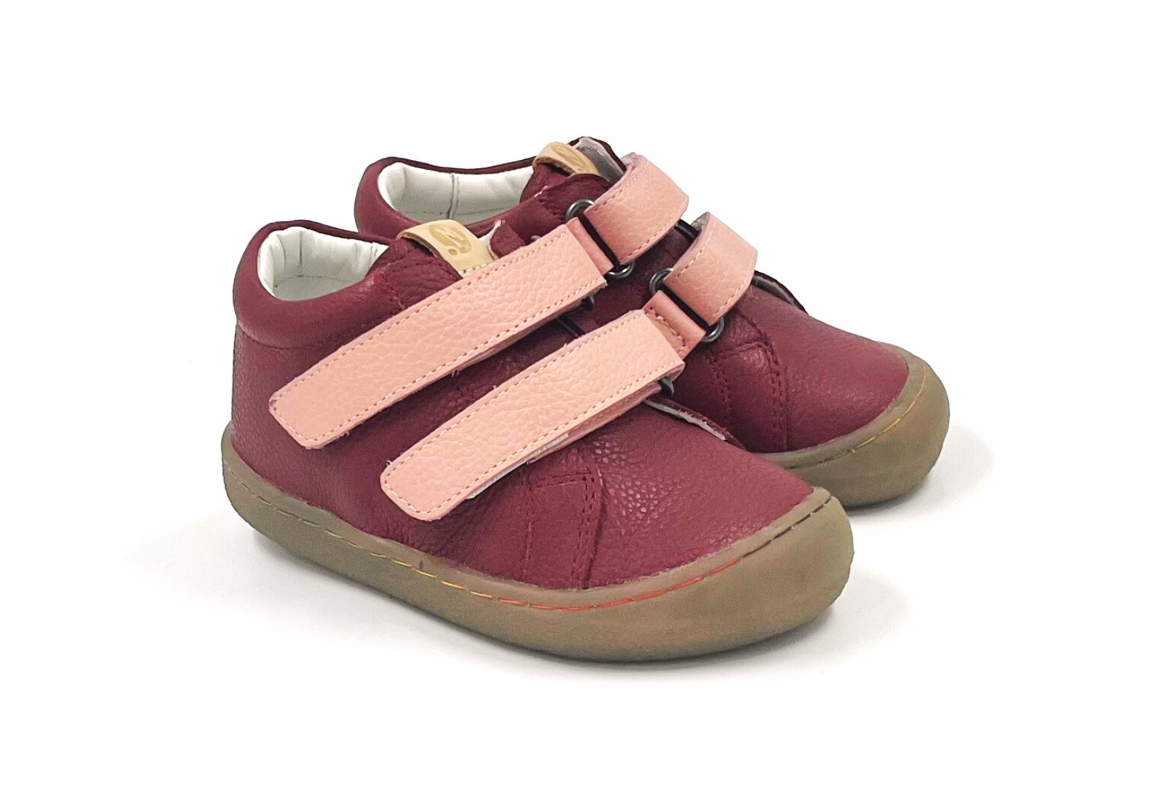 Barefoot Leather Ankle Boots for Kids "Roller" (red)