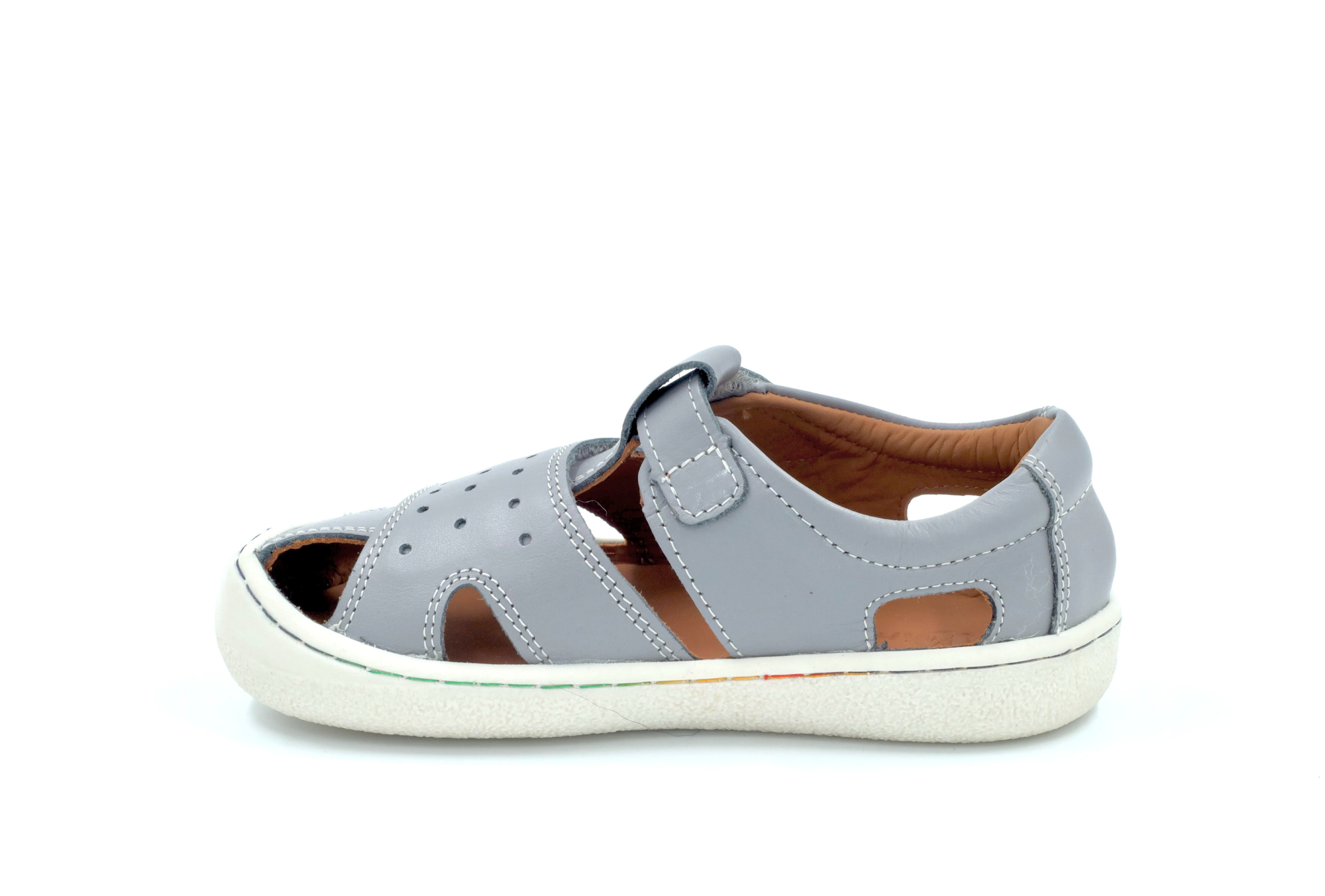 Barefoot Leather Sandals for Kids "Sanderling NEW" (grey)