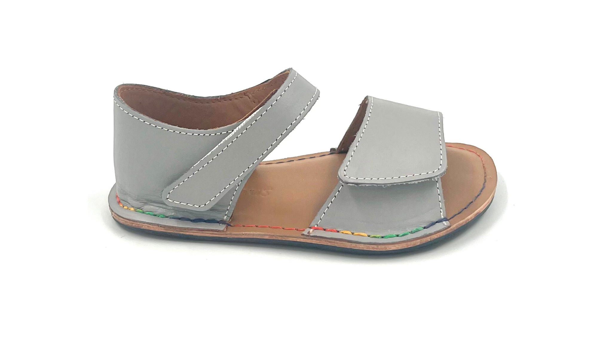 Barefoot Leather Sandals for Kids "Sparrow" (grey)