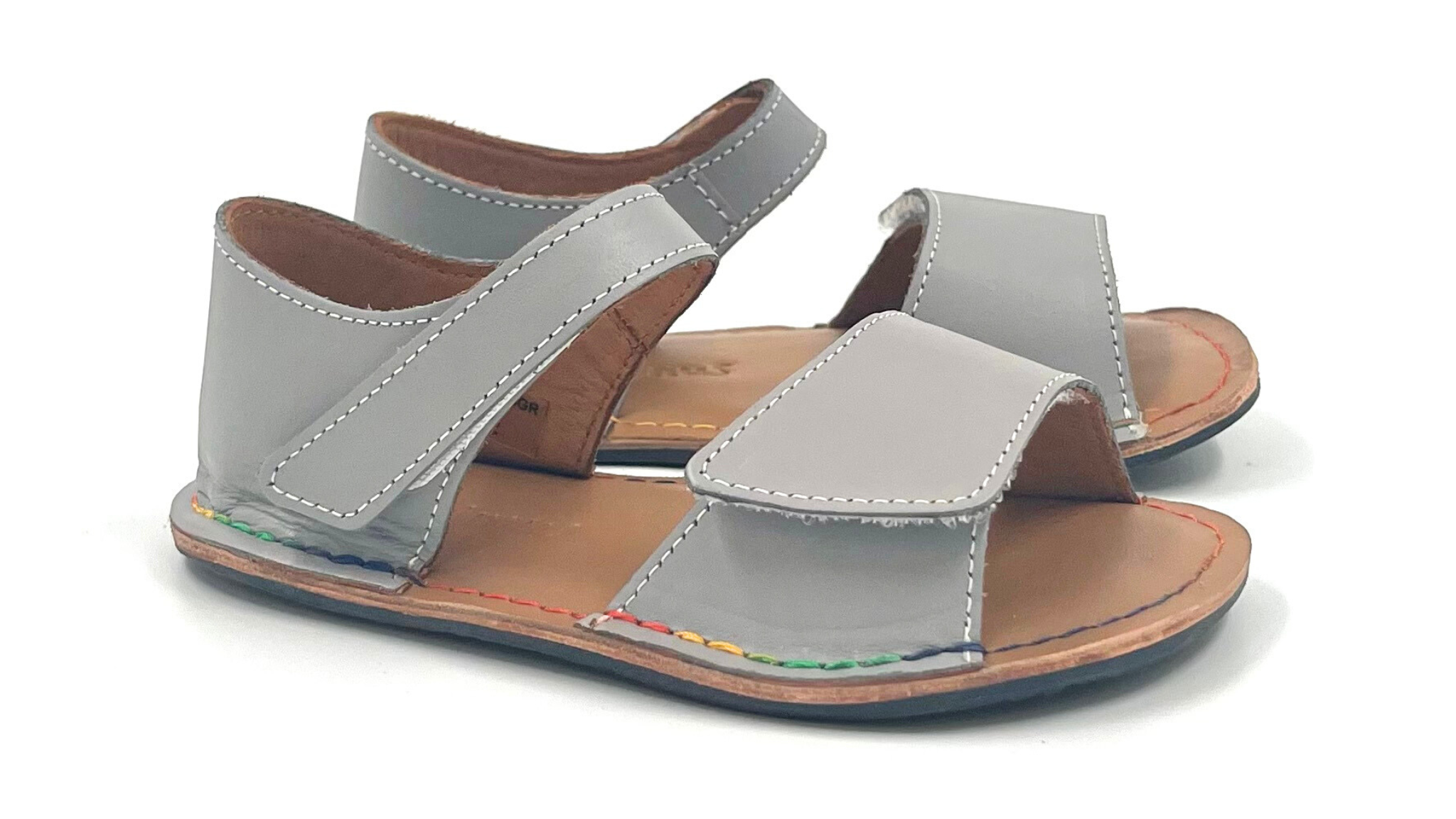 Barefoot Leather Sandals for Kids "Sparrow" (grey)