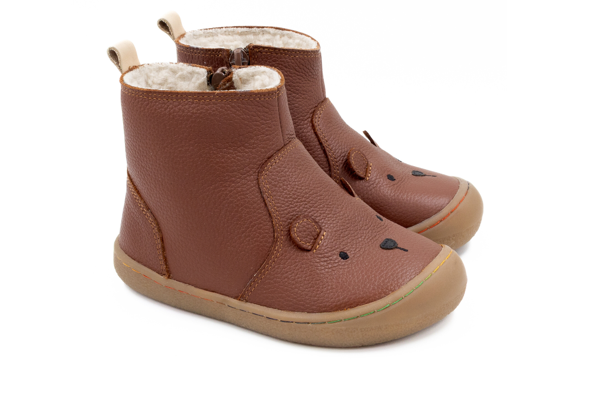 Barefoot Leather Winter Boots for Kids "Bear Boots" (tan)