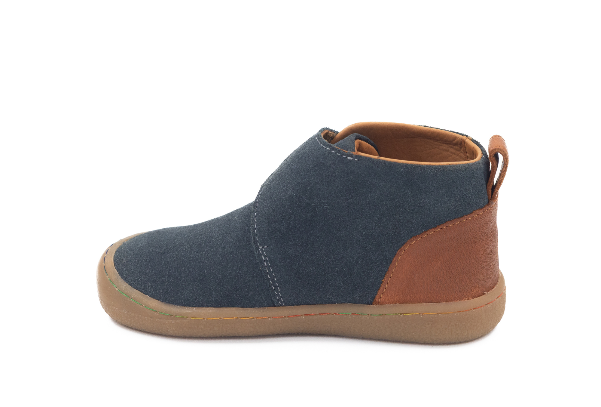 Barefoot Leather Ankle Boots for Kids “Partridge" (aqua/tan)
