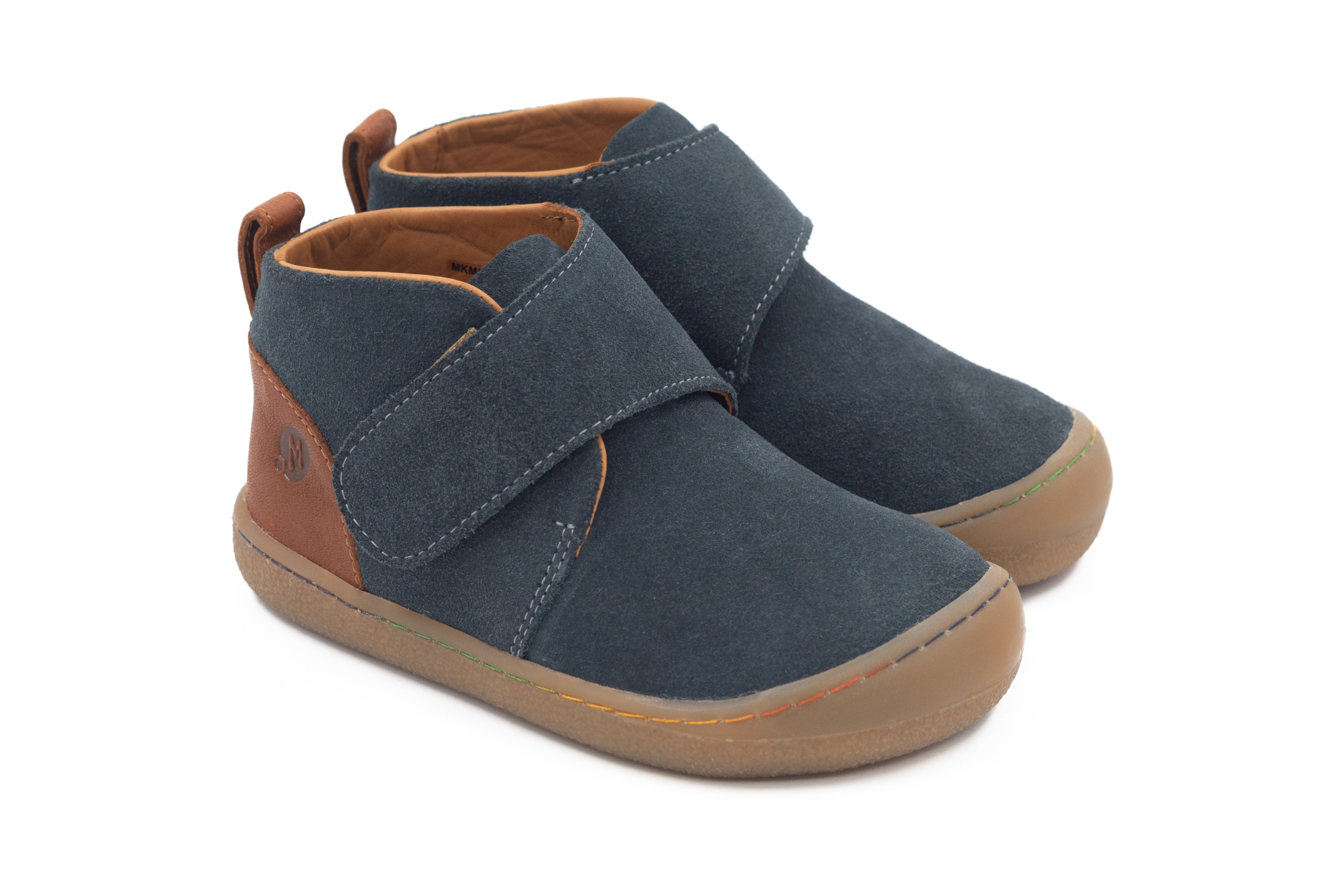 Barefoot Leather Ankle Boots for Kids “Partridge" (aqua/tan)