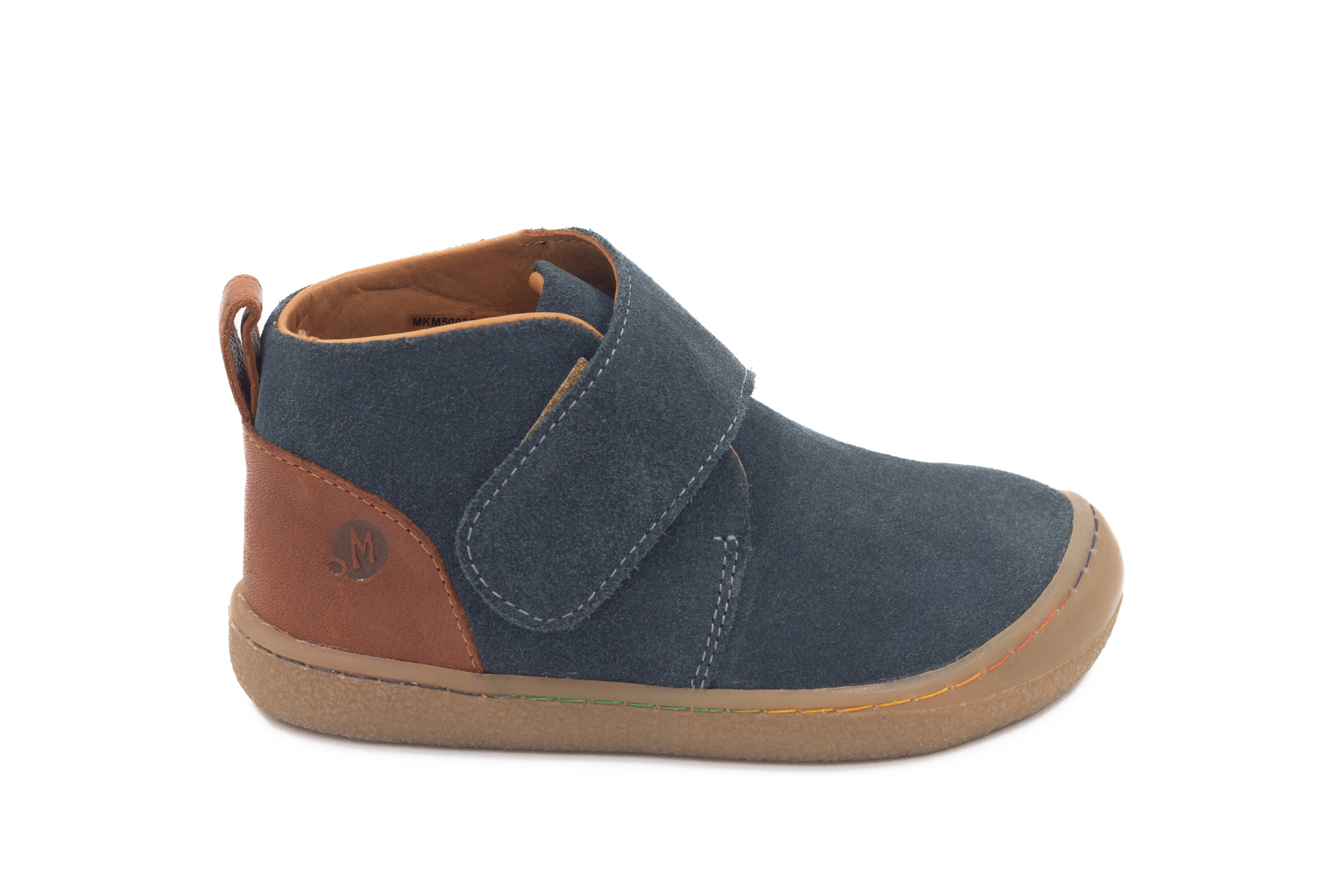 Barefoot Leather Ankle Boots for Kids “Partridge" (aqua/tan)