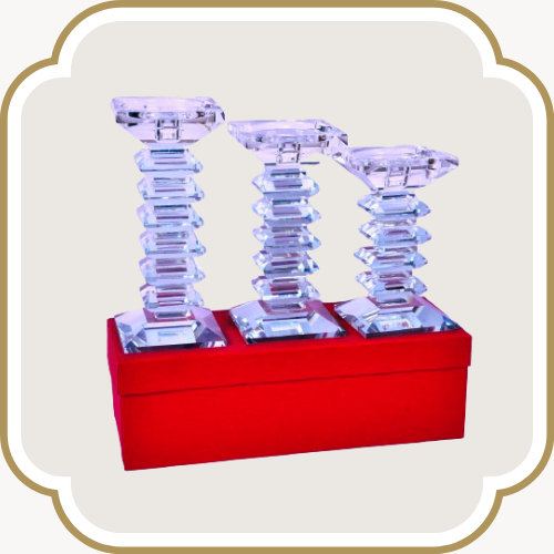 Ensemble de trois chandelles cristal - Motif Simple