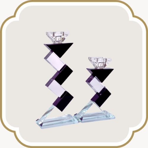 Ensemble de deux chandelles cristal - Motif ZigZag