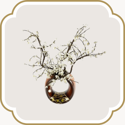 Vase rond décoratif florale marron