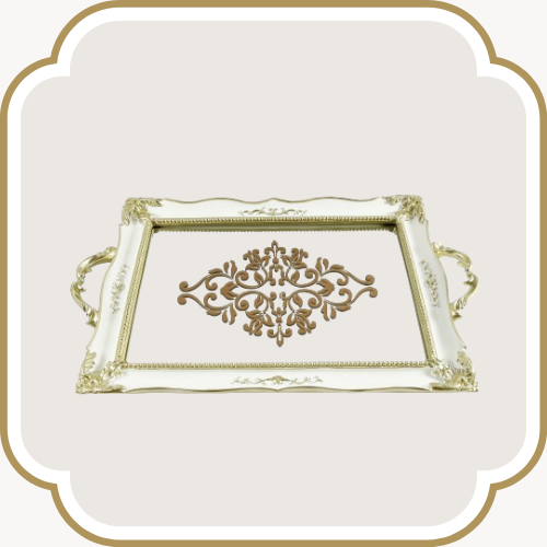 Plateau miroité en bois avec motif