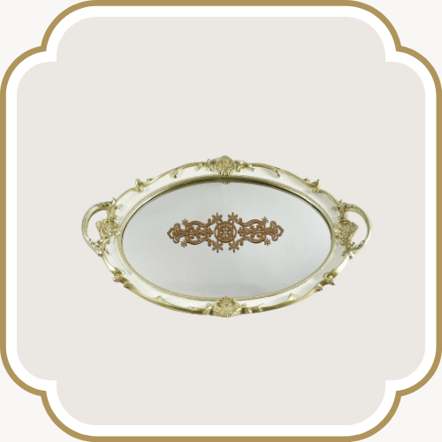 Plateau miroité en bois avec motif