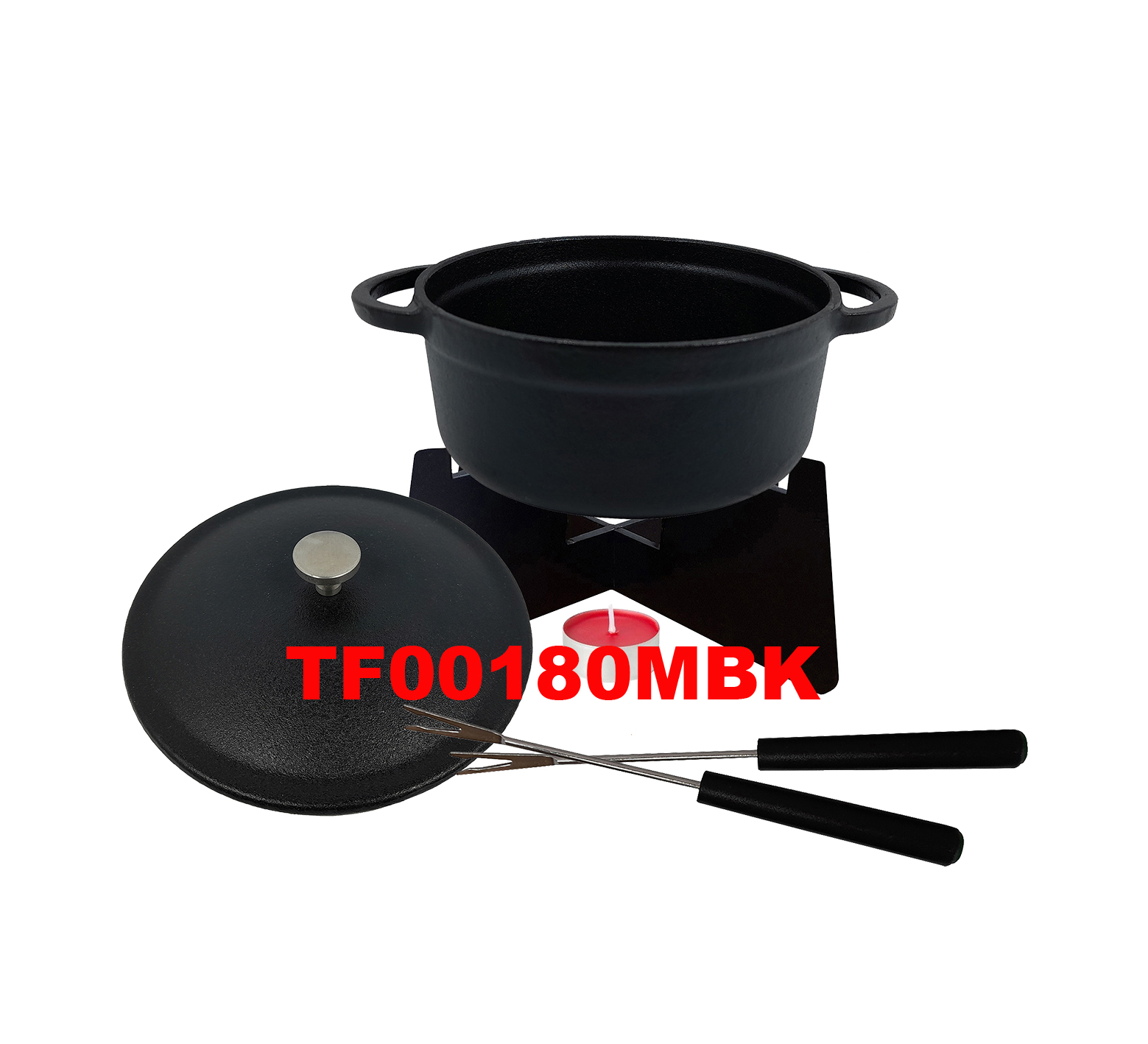 6 PCS CAST IRON CHOCOLATE FONDUE SET