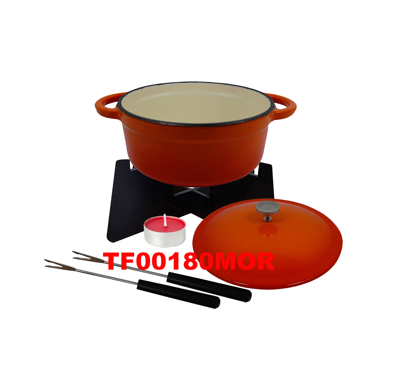 6 PCS CAST IRON CHOCOLATE FONDUE SET