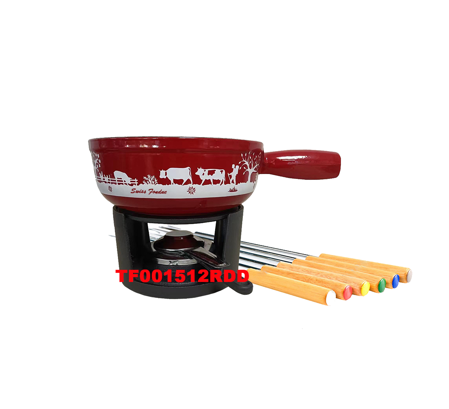 10 PCS CAST IRON CHEESE FONDUE SET