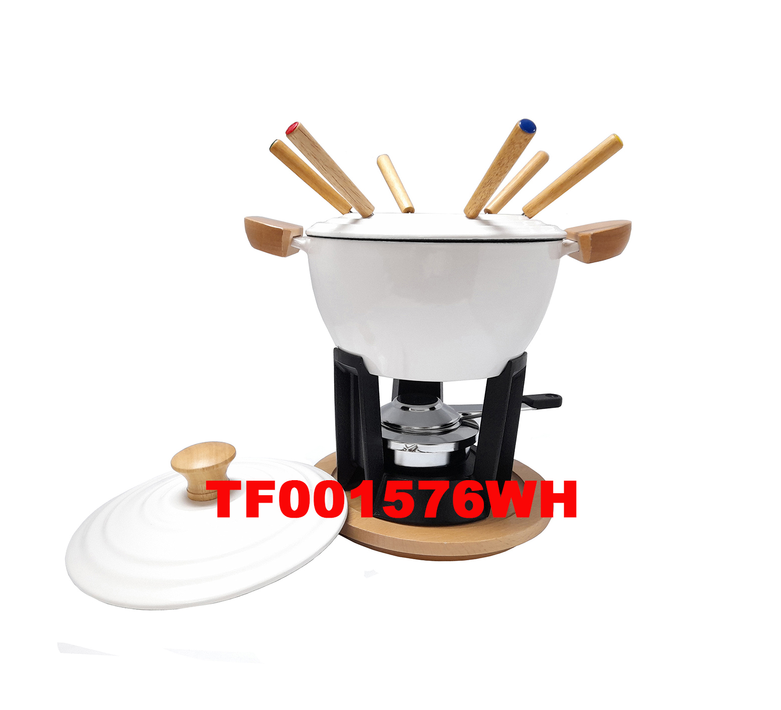 12 PCS DELUXE CAST IRON FONDUE & WARMER SET