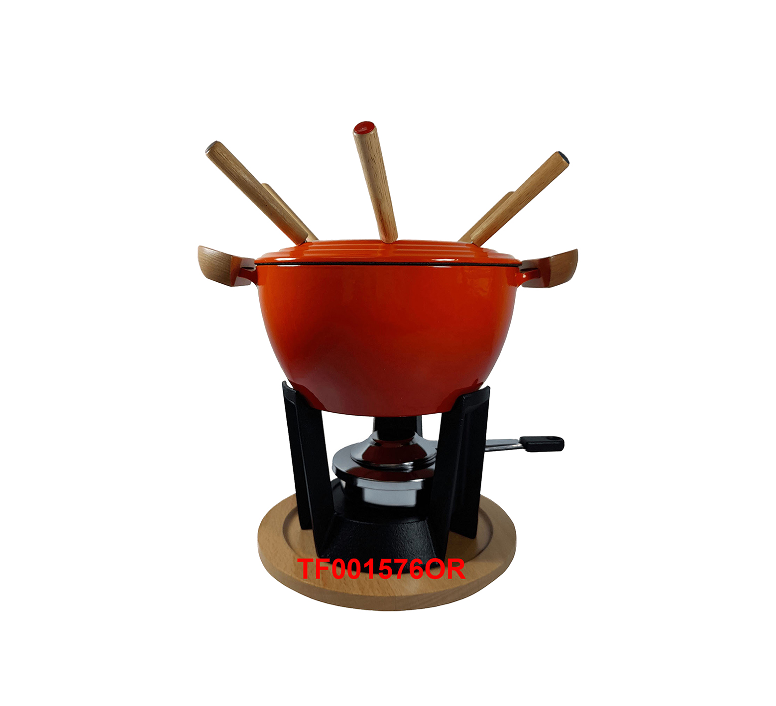 12 PCS DELUXE CAST IRON FONDUE & WARMER SET