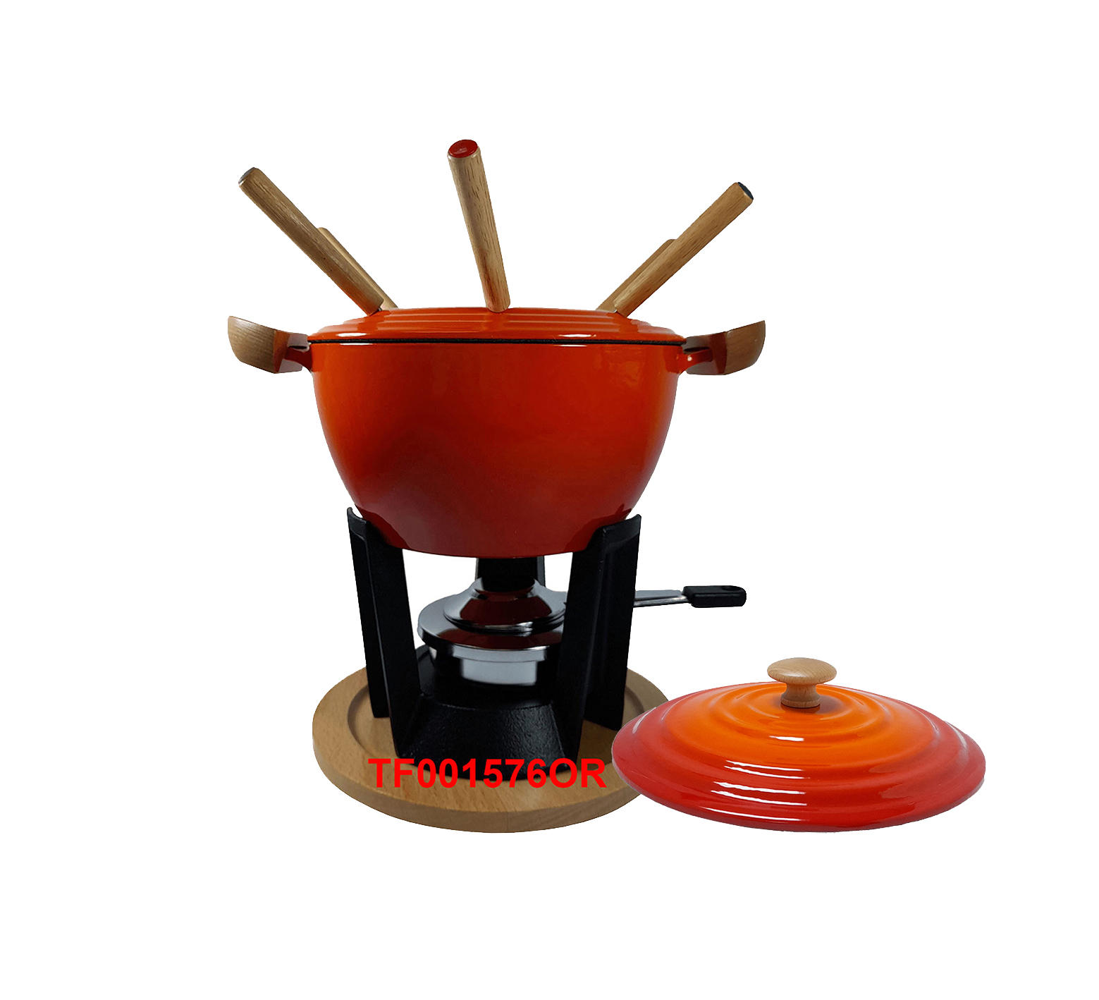 12 PCS DELUXE CAST IRON FONDUE & WARMER SET