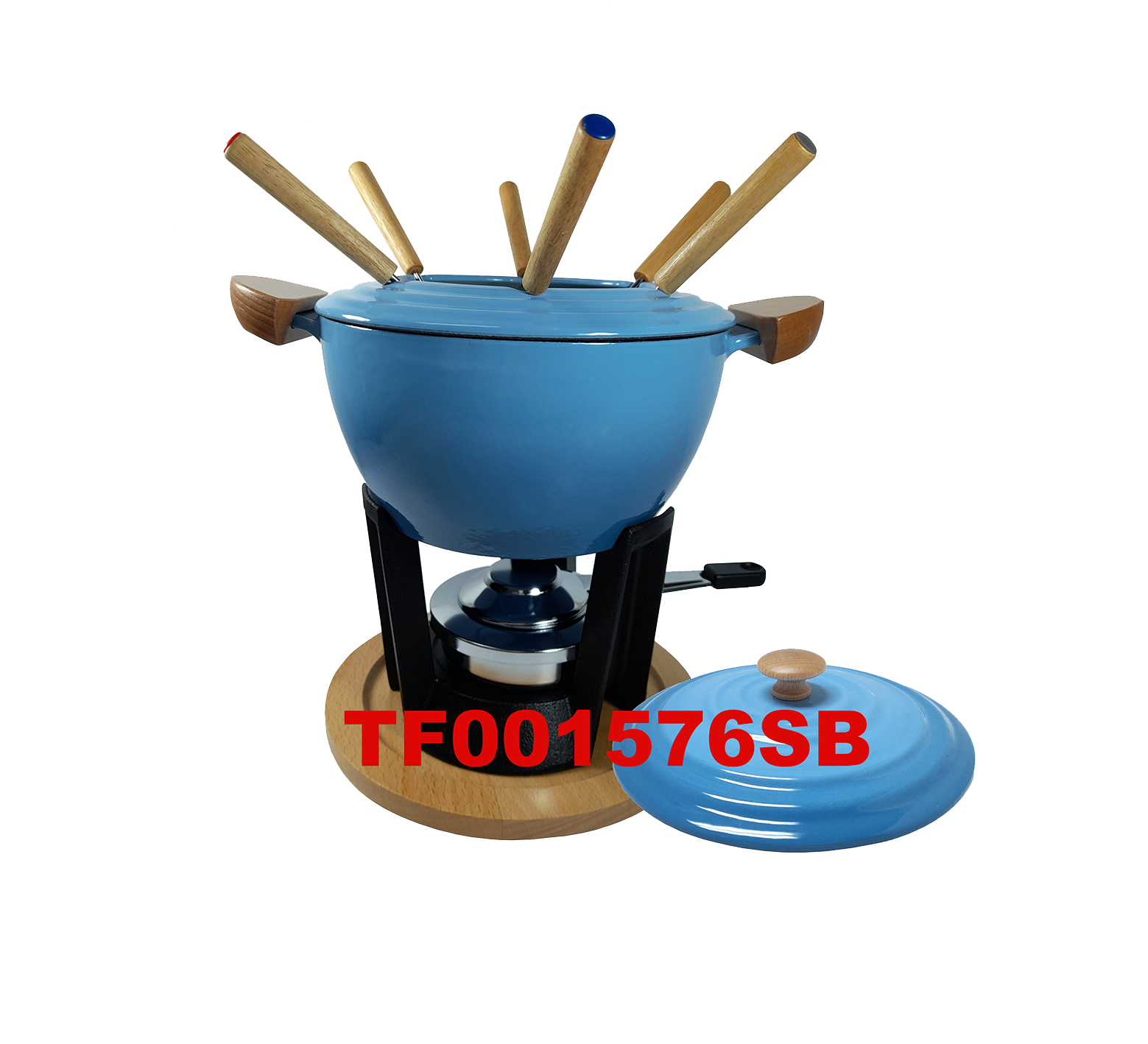 12 PCS DELUXE CAST IRON FONDUE & WARMER SET