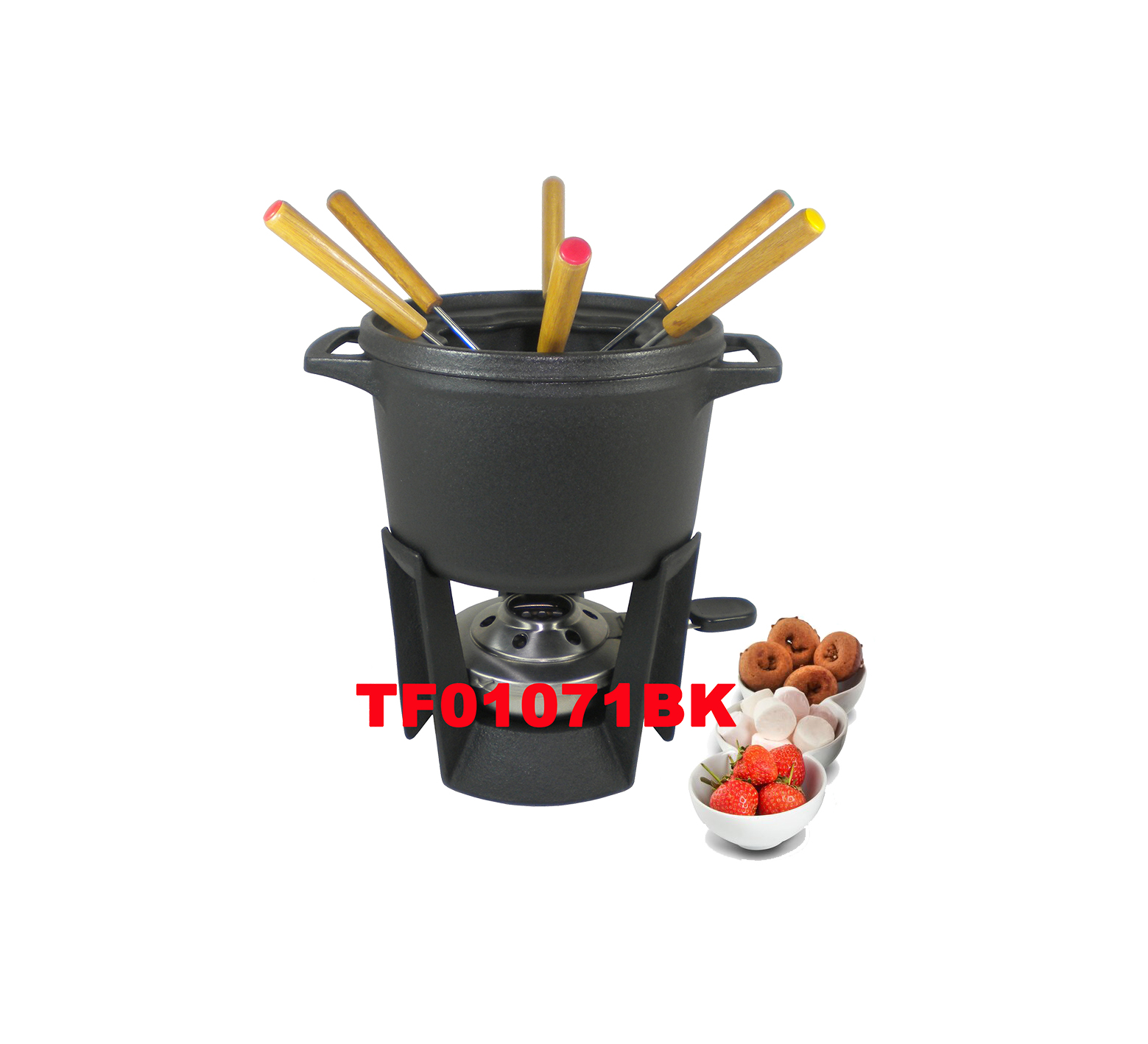 10 PCS CAST IRON CHOCOLATE FONDUE SET