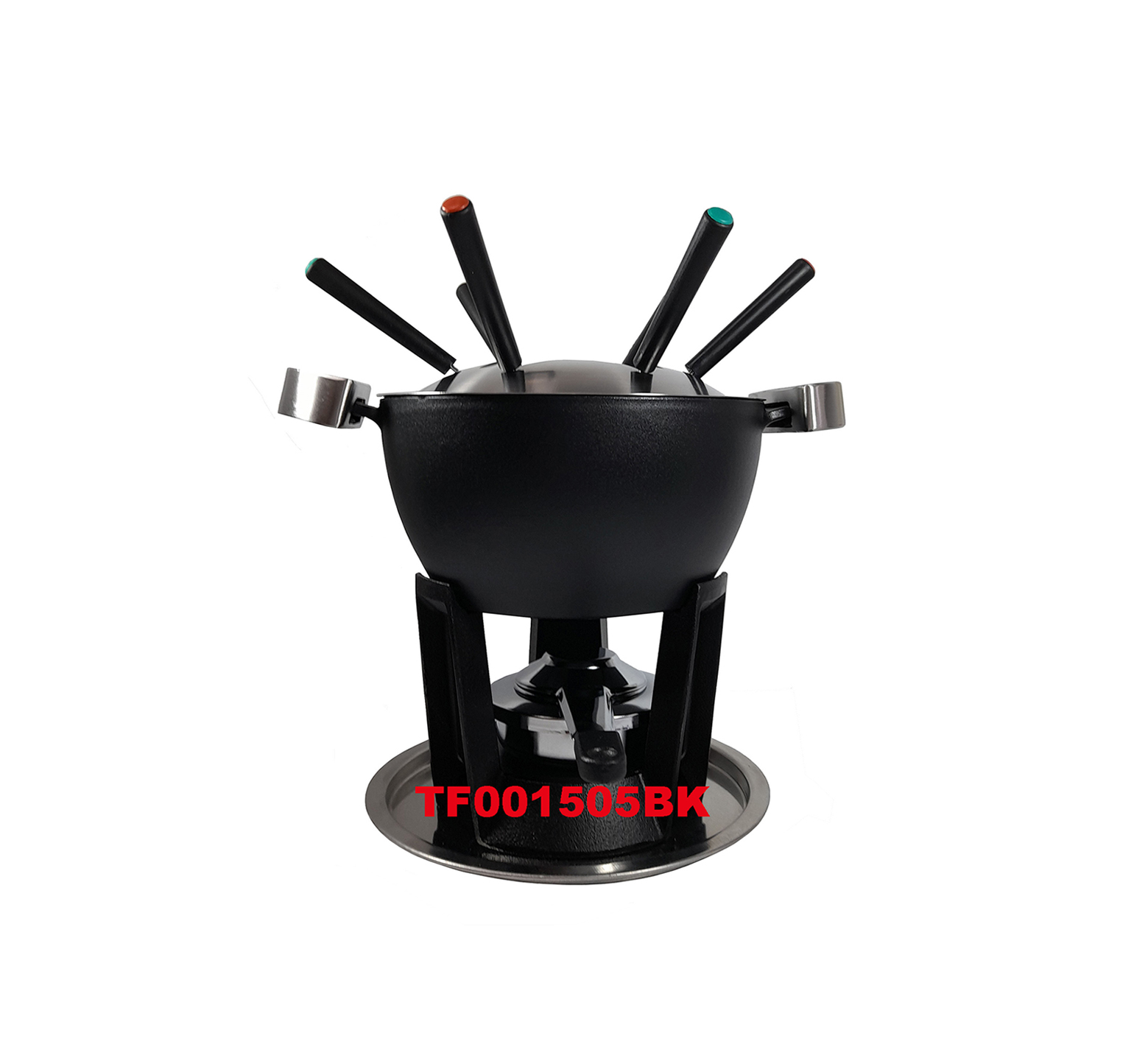 12 PCS DELUXE CAST IRON WARMER AND FONDUE SET