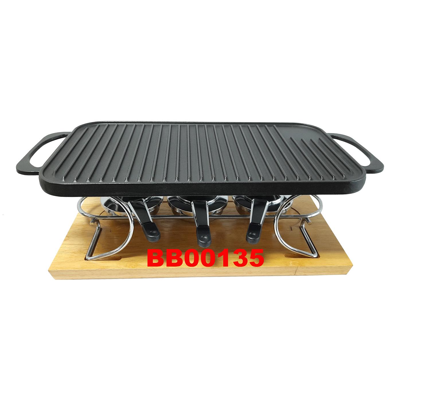 22 PCS DELUXE (3 in 1) CAST IRON GRILL & RACLETTE SET