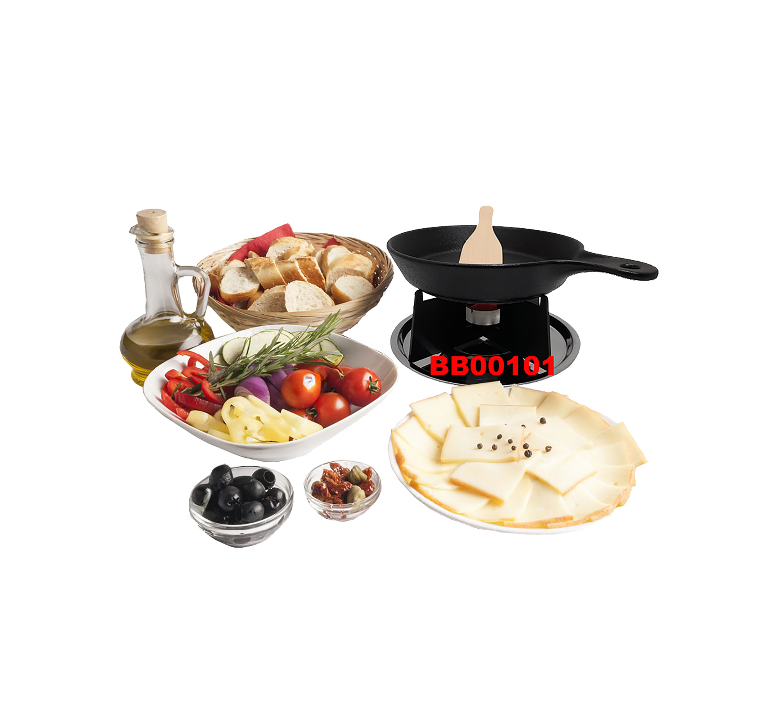 5 PCS BLACK CERAMIC RACLETTE SET
