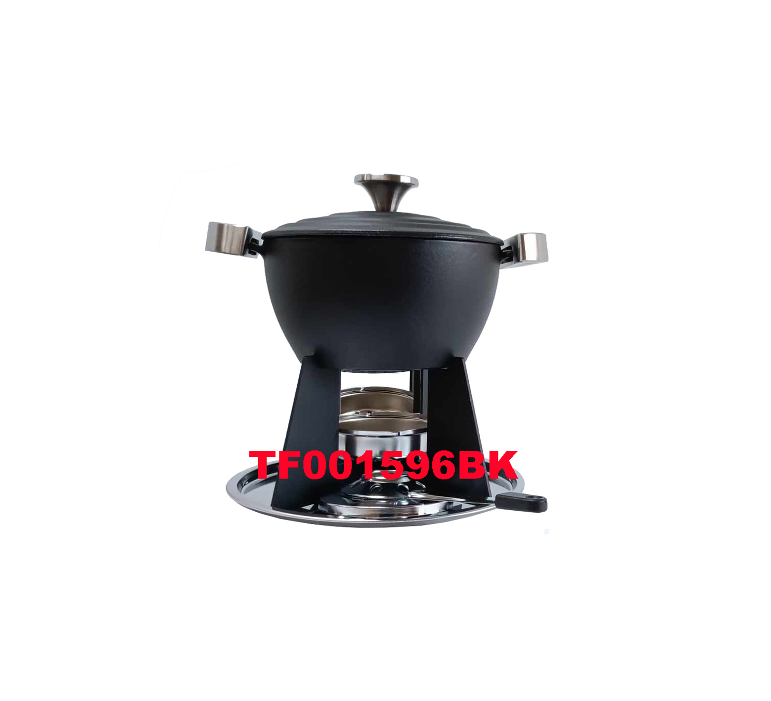 12 PCS DELUXE CAST IRON WARMER AND FONDUE SET