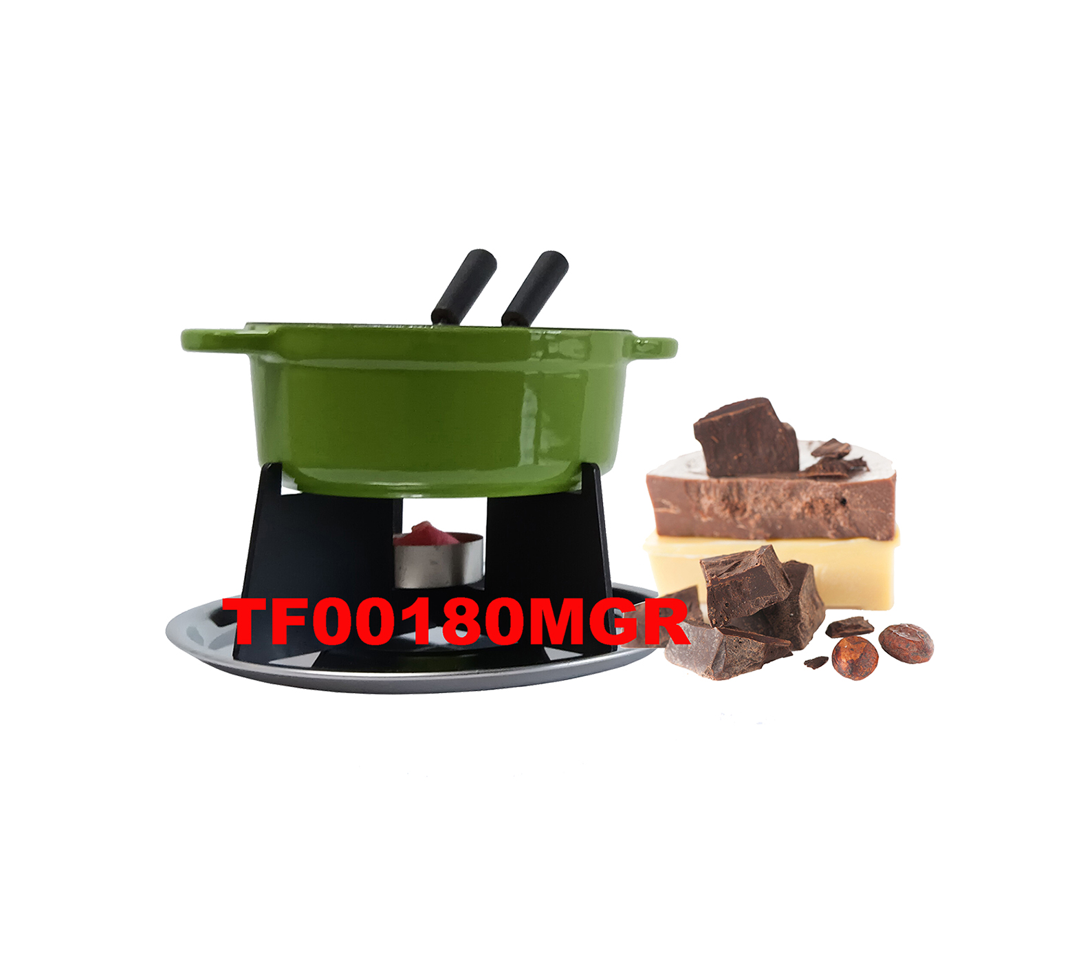 7 PCS CAST IRON CHOCOLATE FONDUE SET