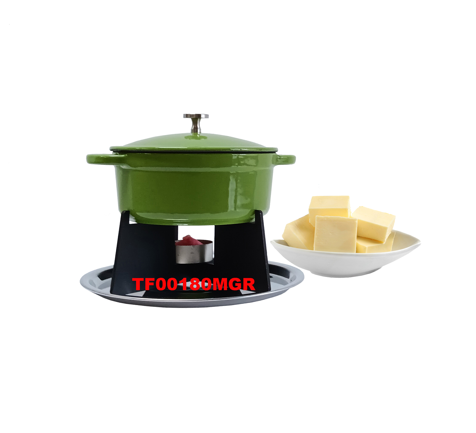 7 PCS CAST IRON CHOCOLATE FONDUE SET