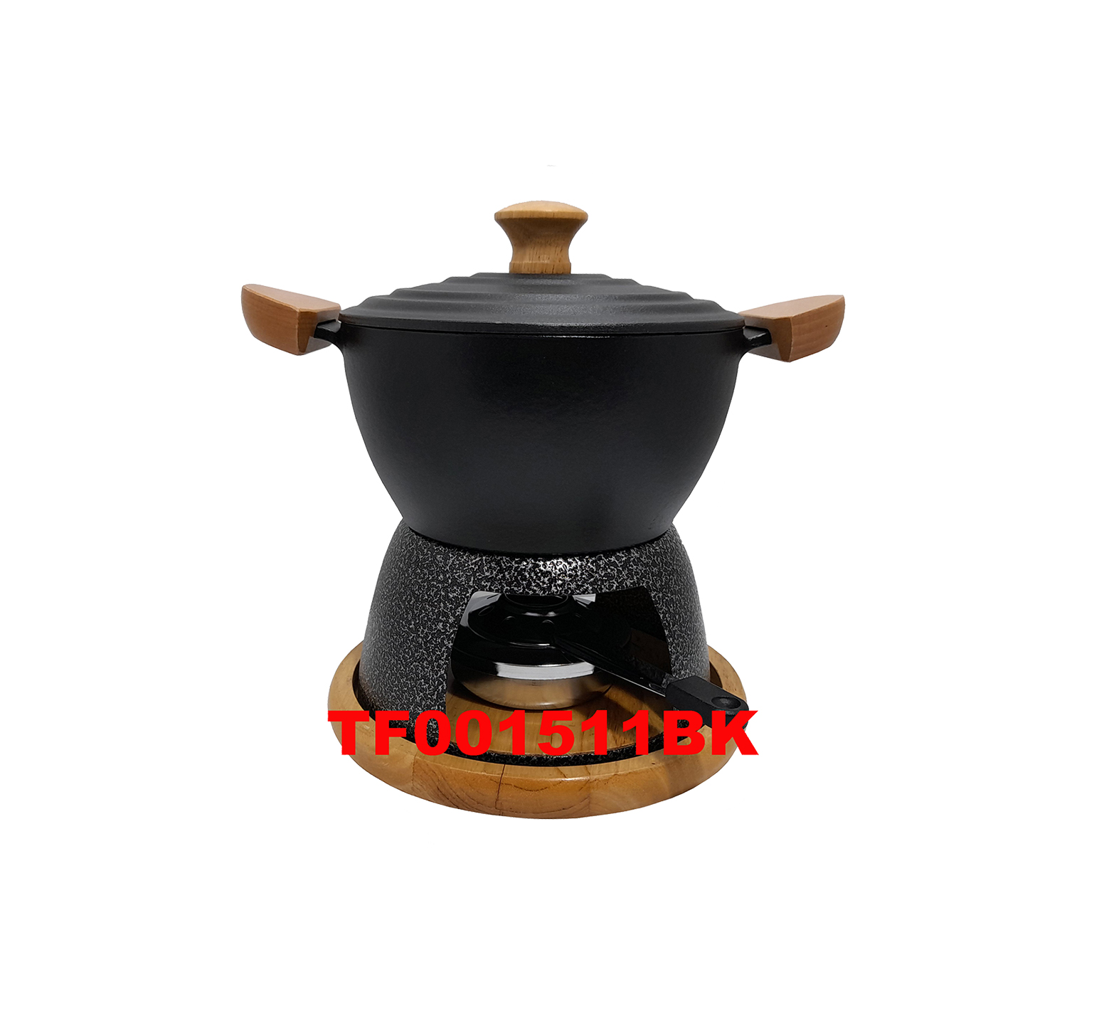 12 PCS DELUXE CAST IRON FONDUE & WARMER SET