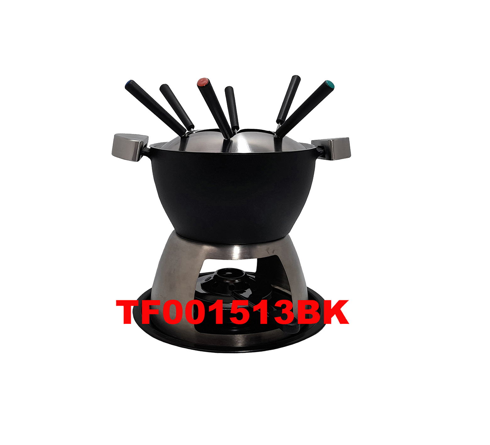 12 PCS DELUXE CAST IRON WARMER AND FONDUE SET