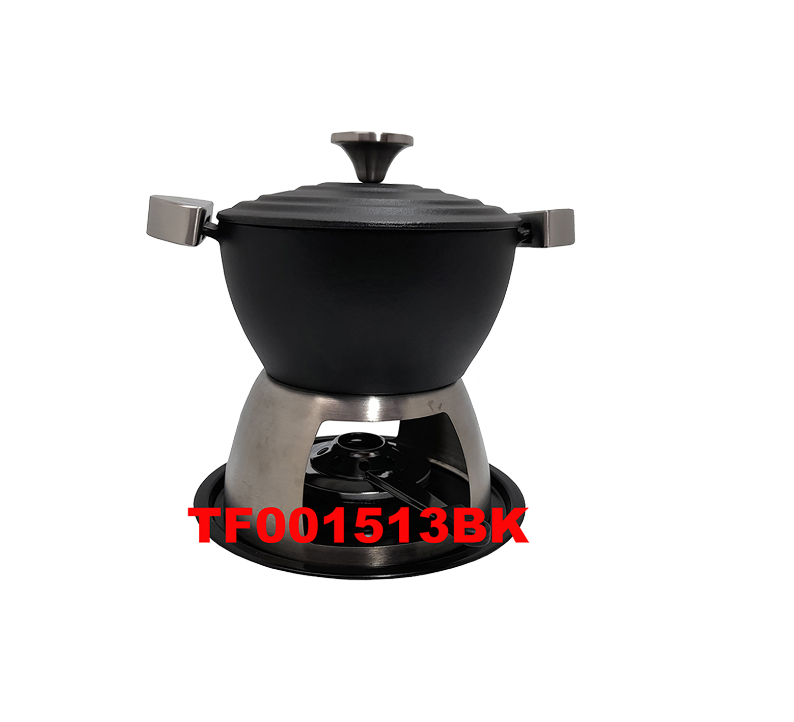 12 PCS DELUXE CAST IRON WARMER AND FONDUE SET