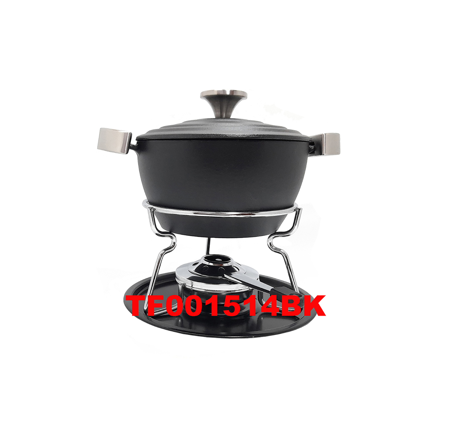 12 PCS DELUXE CAST IRON WARMER AND FONDUE SET