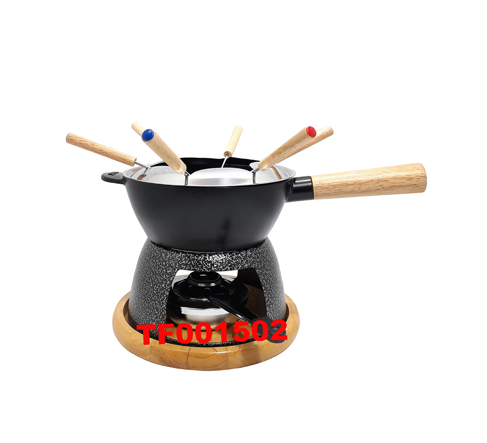 11 PCS CAST IRON CHEESE FONDUE SET