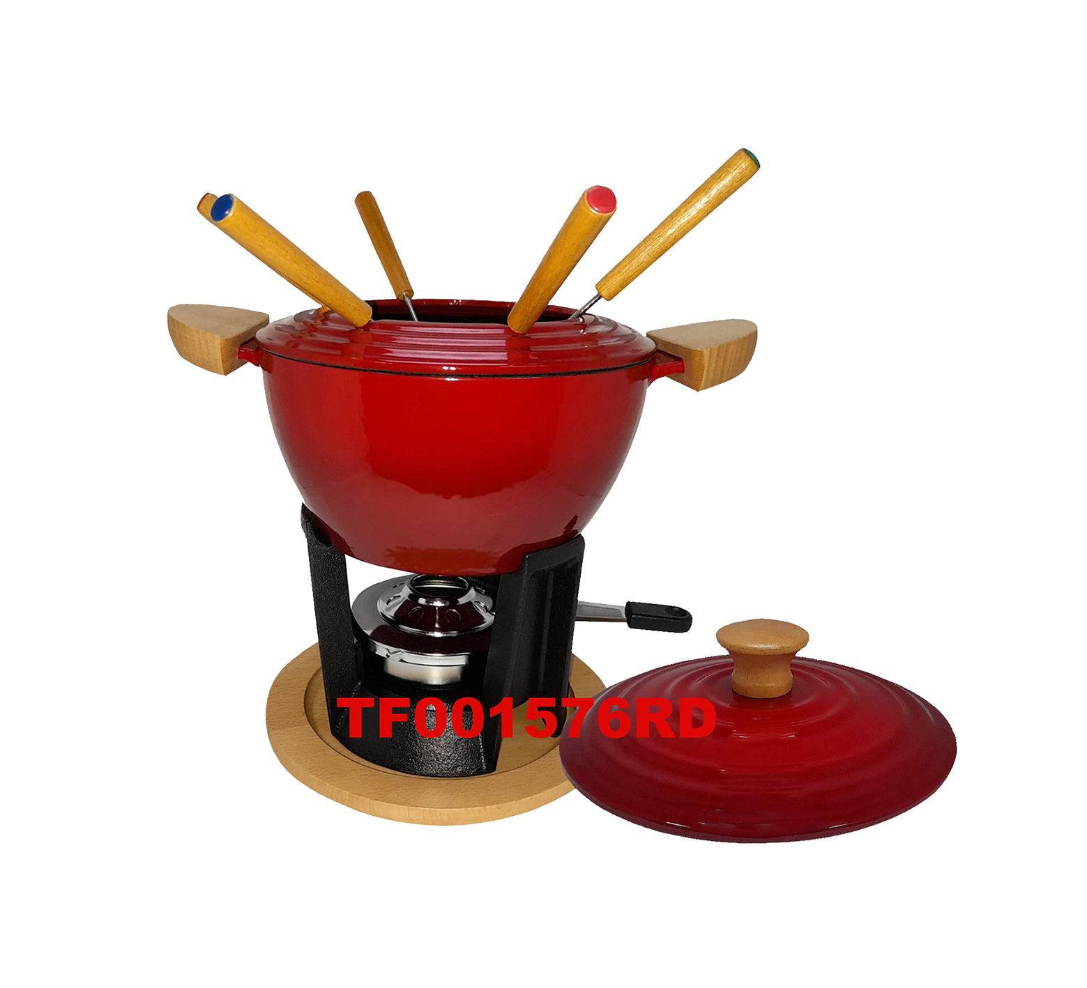 12 PCS DELUXE CAST IRON FONDUE & WARMER SET