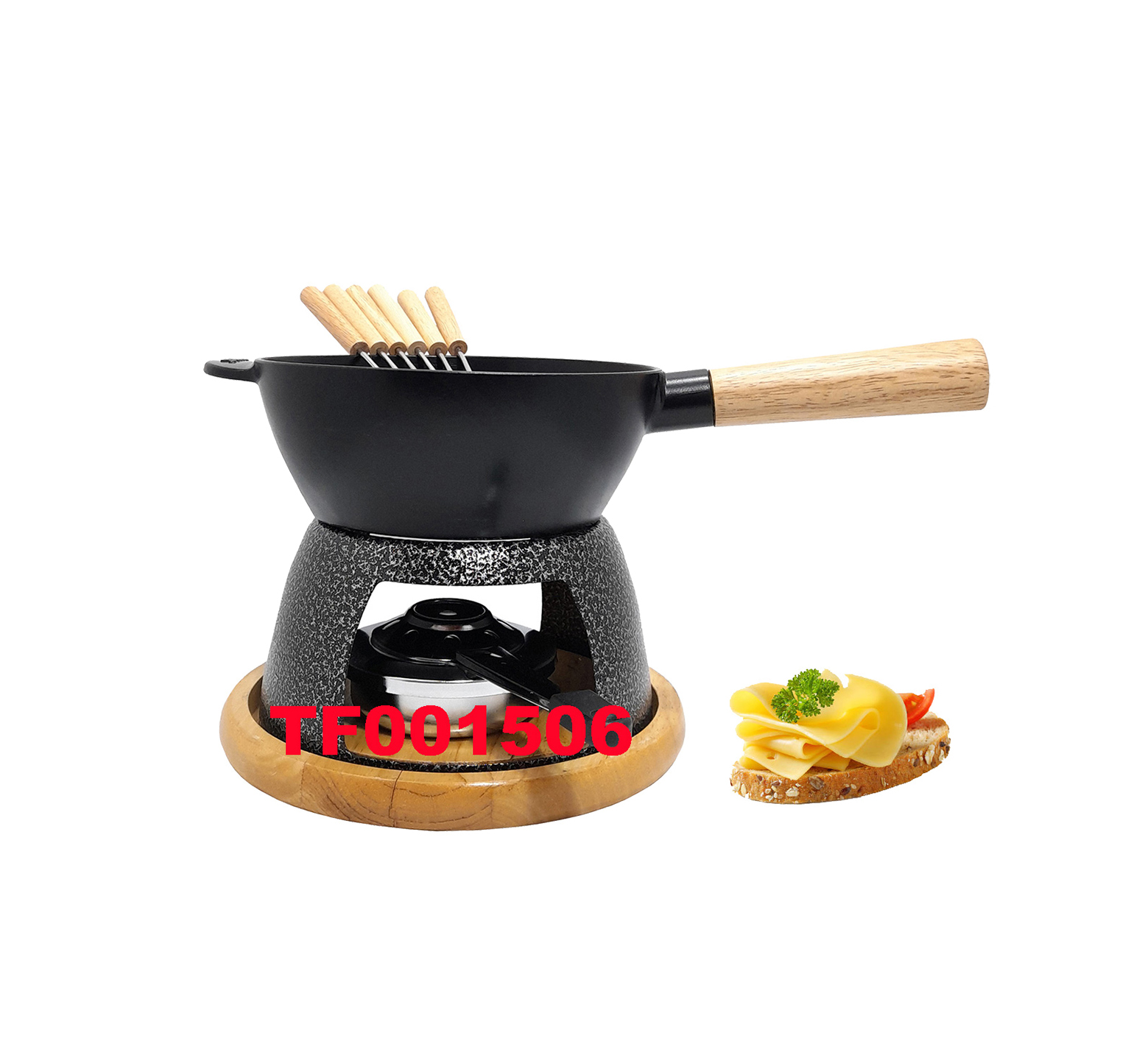 11 PCS CAST IRON CHEESE BAKER & FONDUE SET