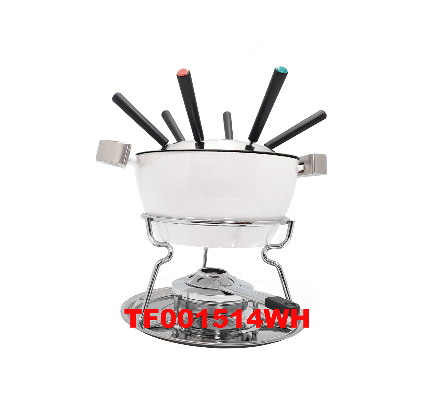 12 PCS DELUXE CAST IRON WARMER AND FONDUE SET
