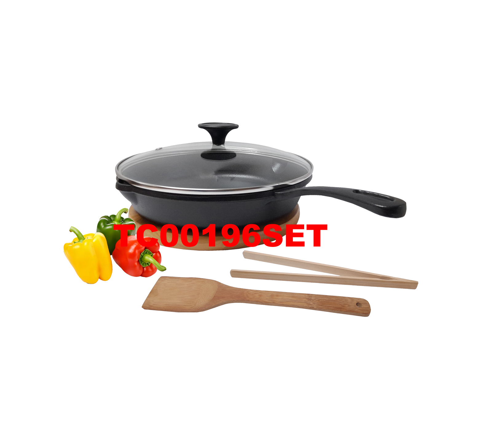 4 PCS CAST IRON COVER FRY PAN SET