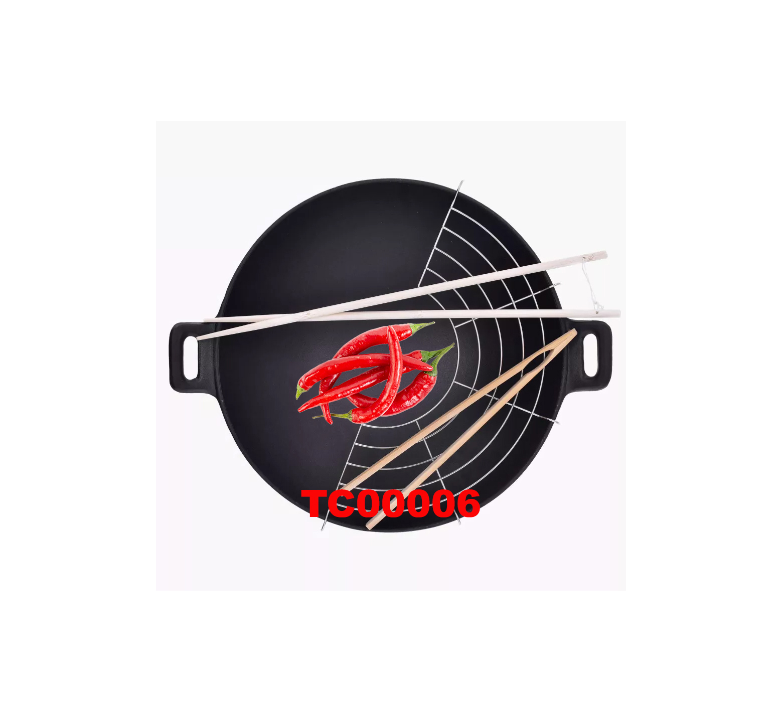 5 PCS CAST IRON CHINA WOK SET