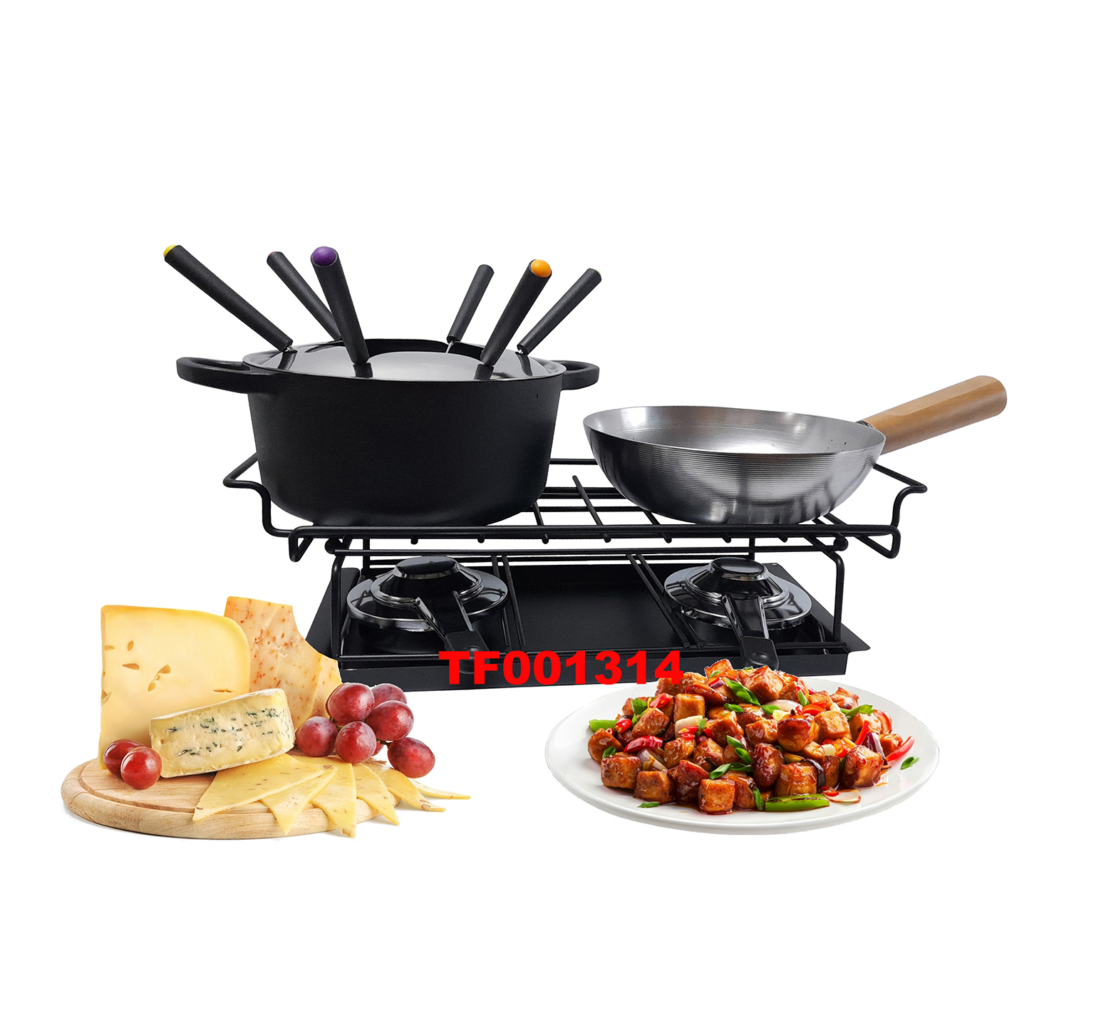 13 PCS 2 IN 1 MINI WOK AND FONDUE SET