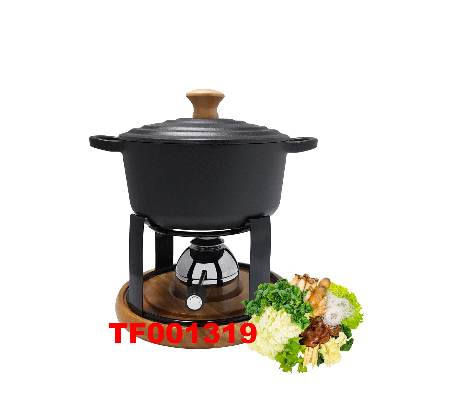 5 PCS CAST IRON SOUP WARMER SET