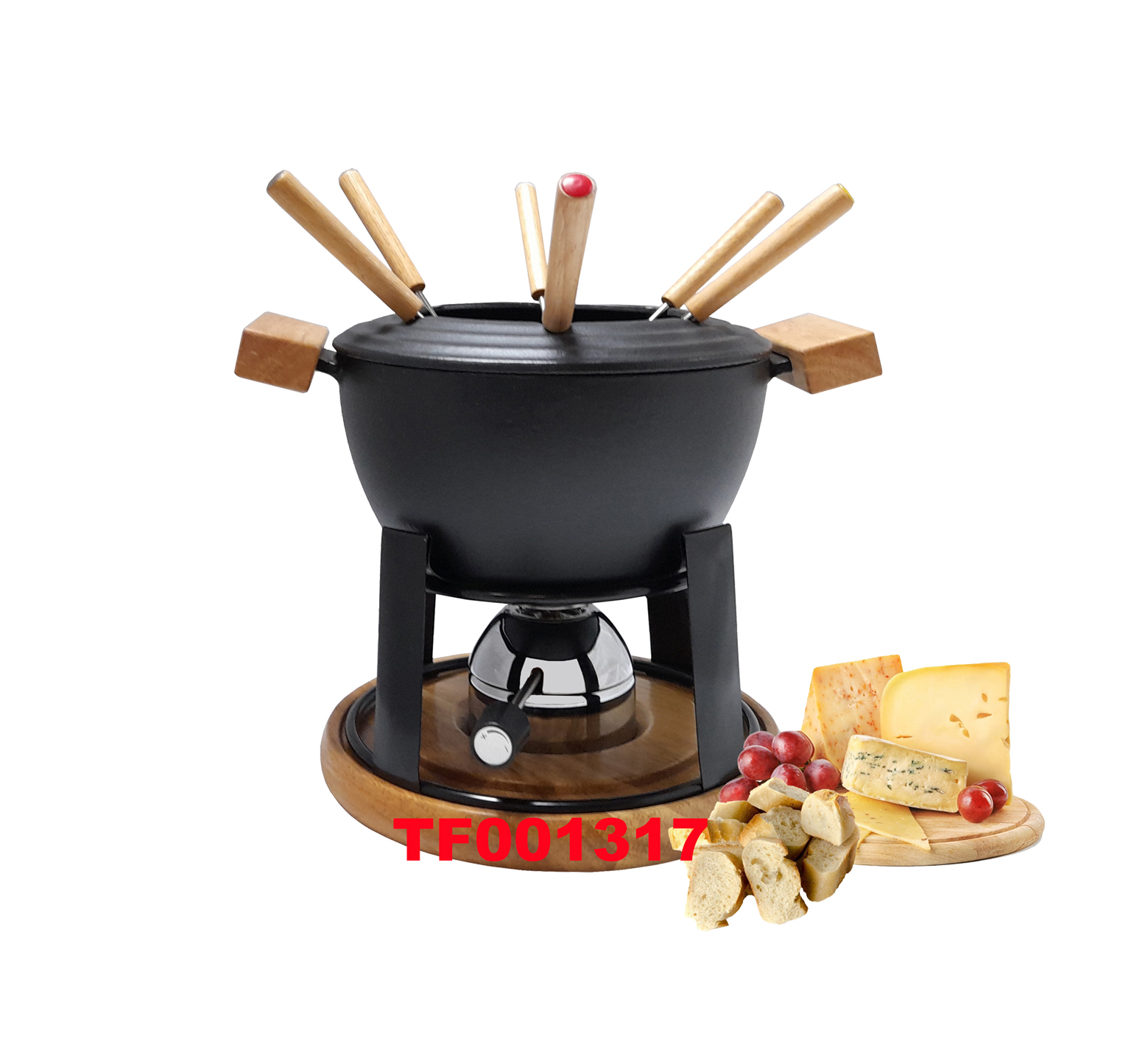 11 PCS DELUXE CAST IRON FONDUE SET