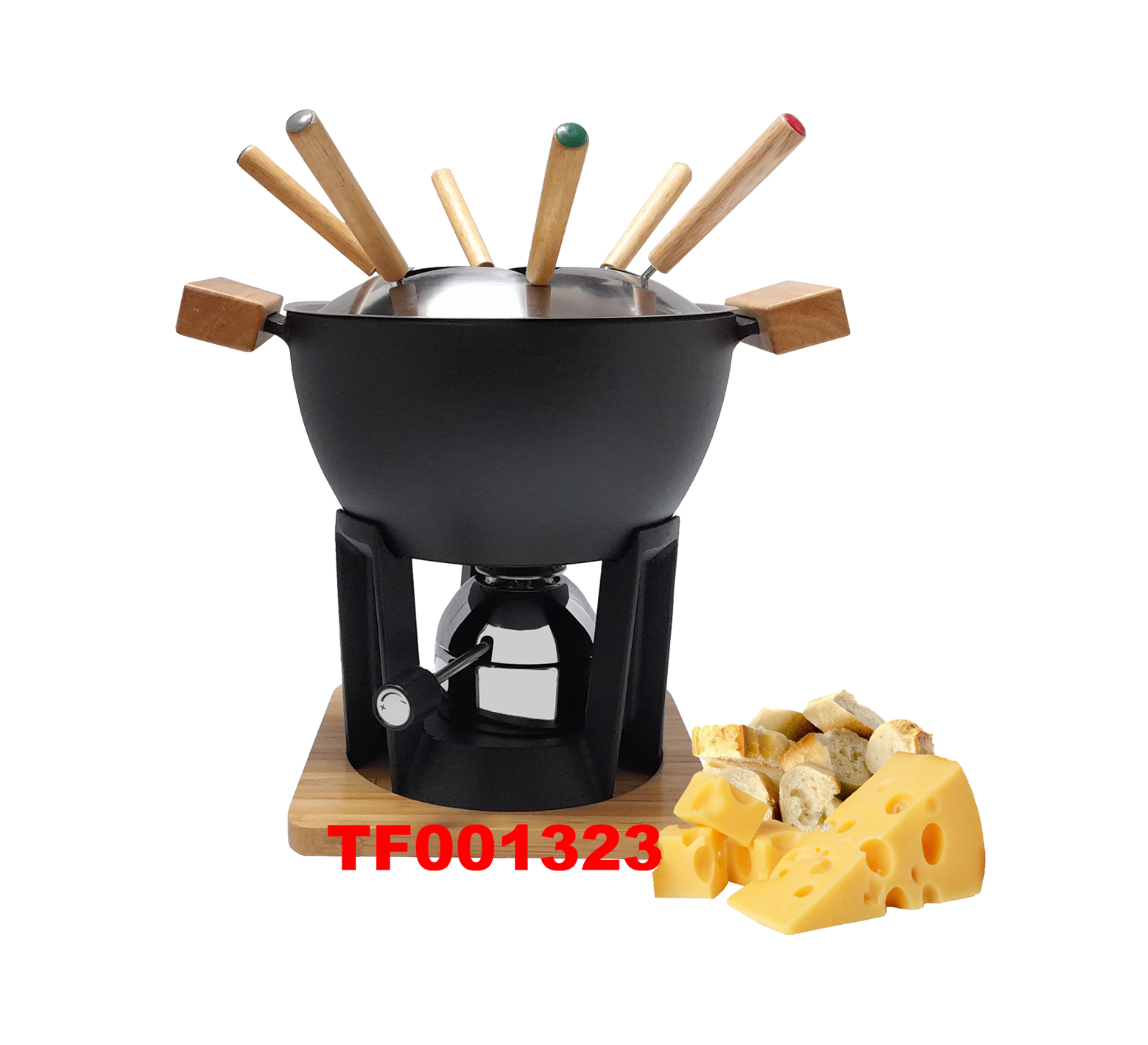 11 PCS DELUXE CAST IRON FONDUE SET