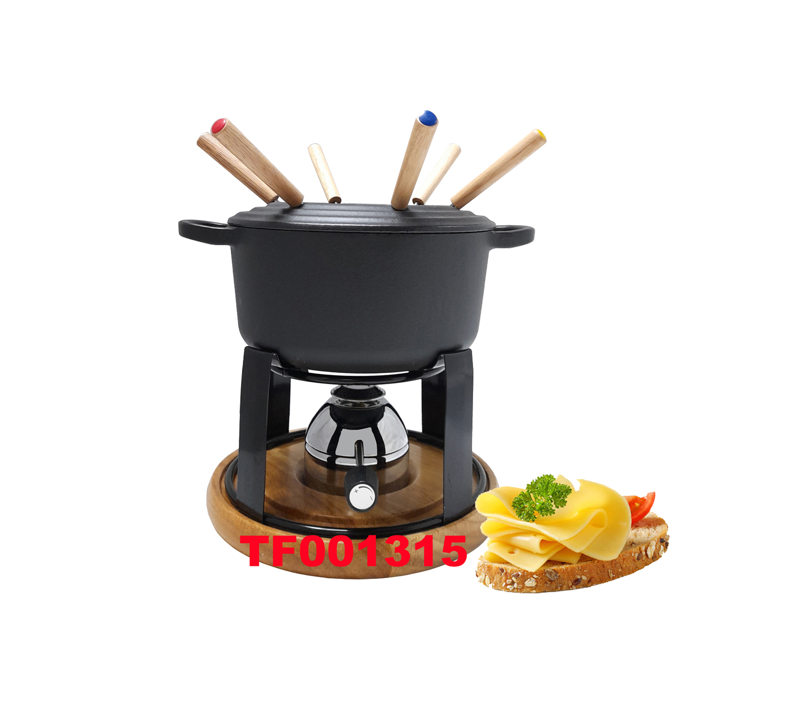 11 PCS CAST IRON FONDUE SET