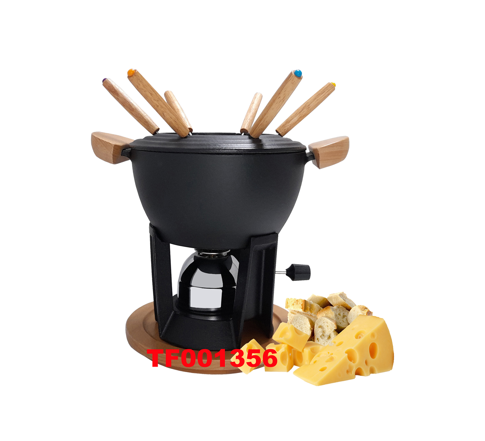 11 PCS DELUXE CAST IRON FONDUE SET