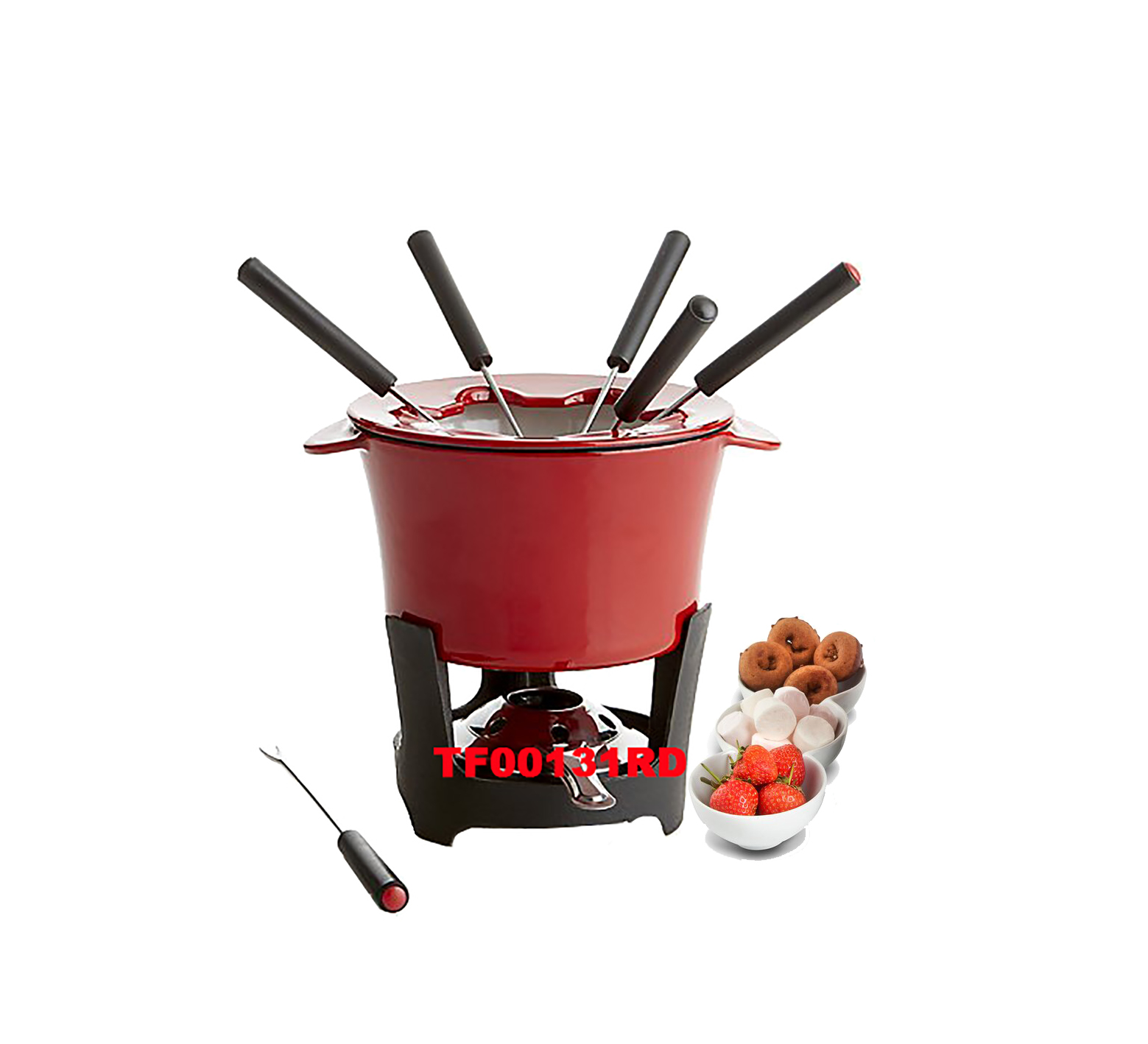 10 PCS CAST IRON FONDUE SET
