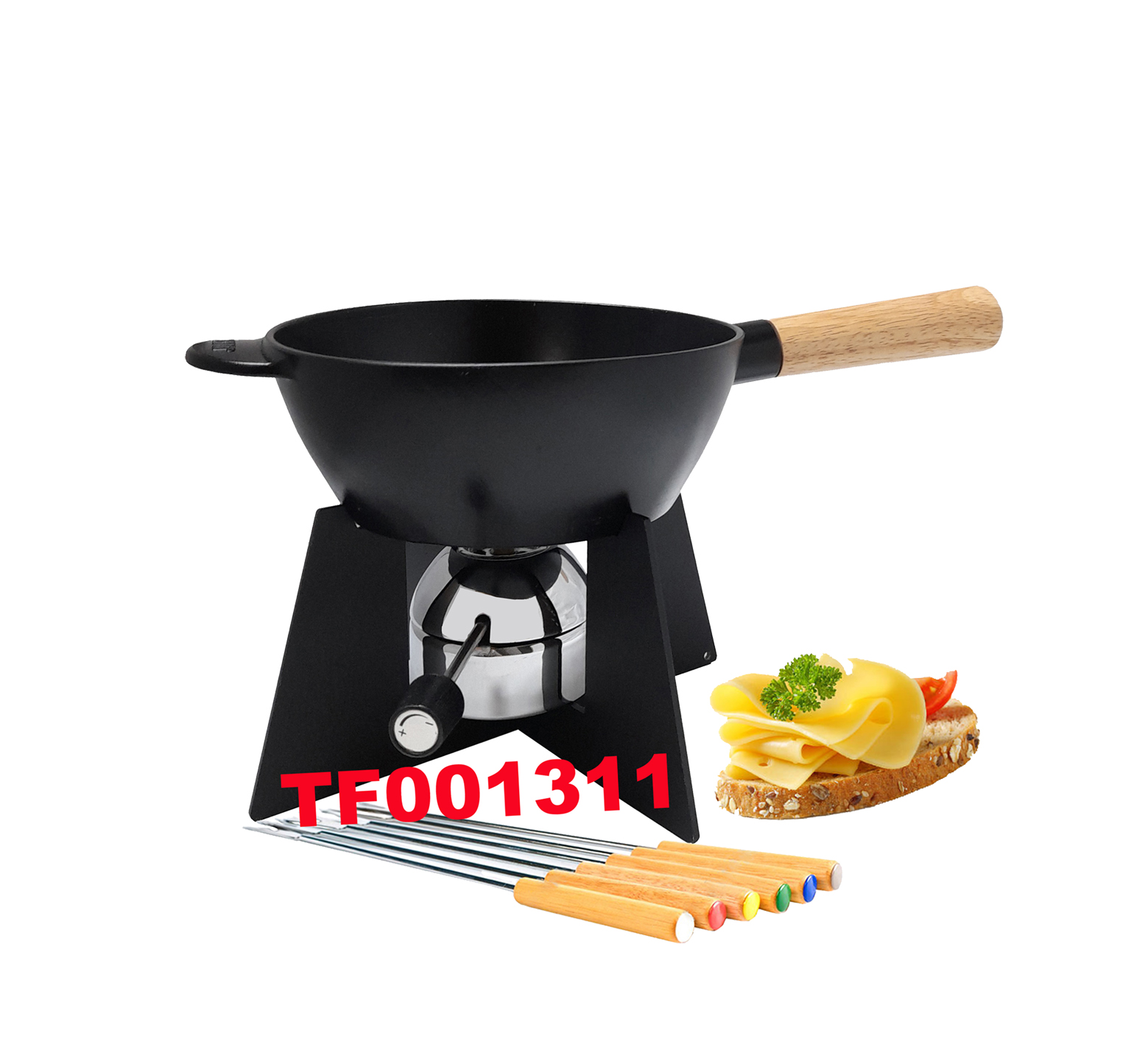 9 PCS CAST IRON CHEESE FONDUE SET
