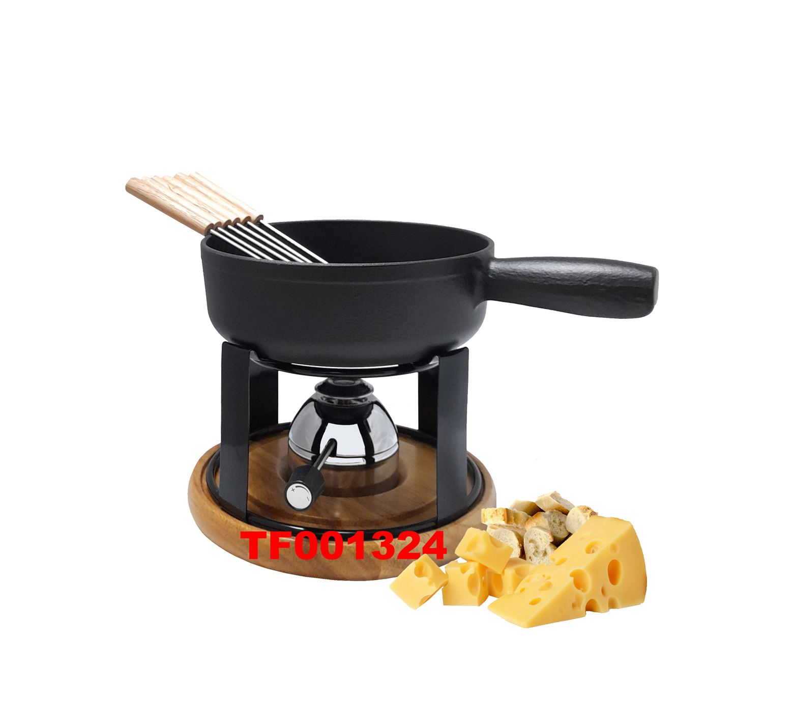 10 PCS CAST IRON CHEESE FONDUE SET