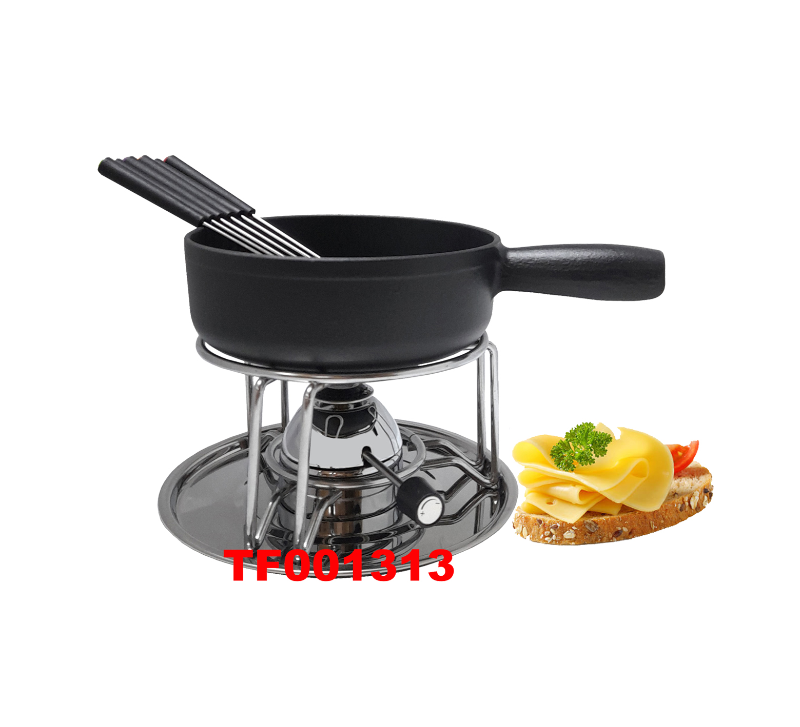 10 PCS CAST IRON CHEESE FONDUE SET